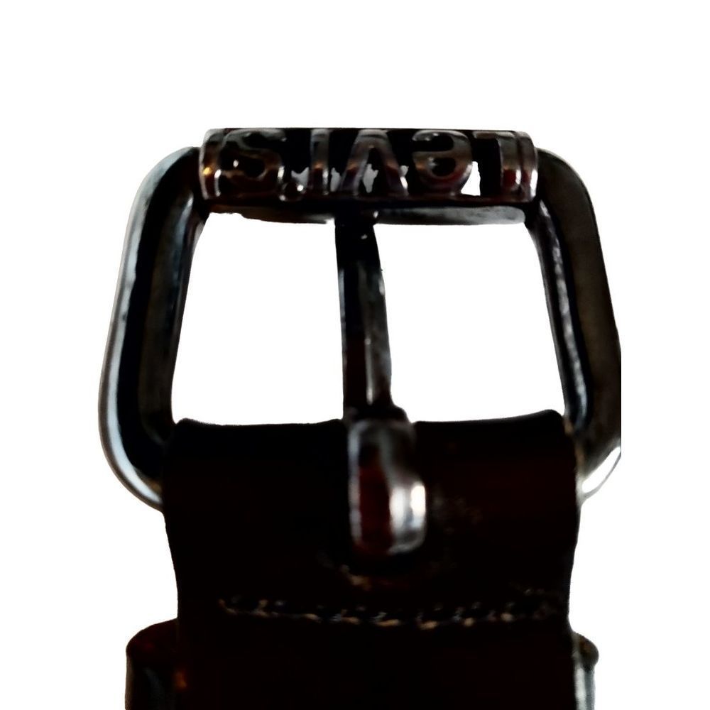 Levi Belt Logo Metal Buckle 100% Real Leather circa 90' s Black size S - Picture 10 of 16